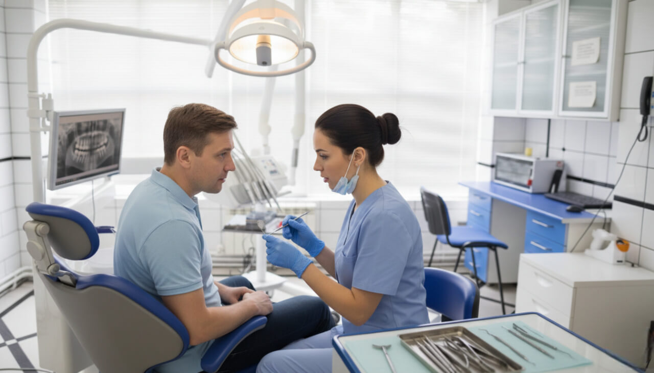 Обсуждение удаления зуба со стоматологом