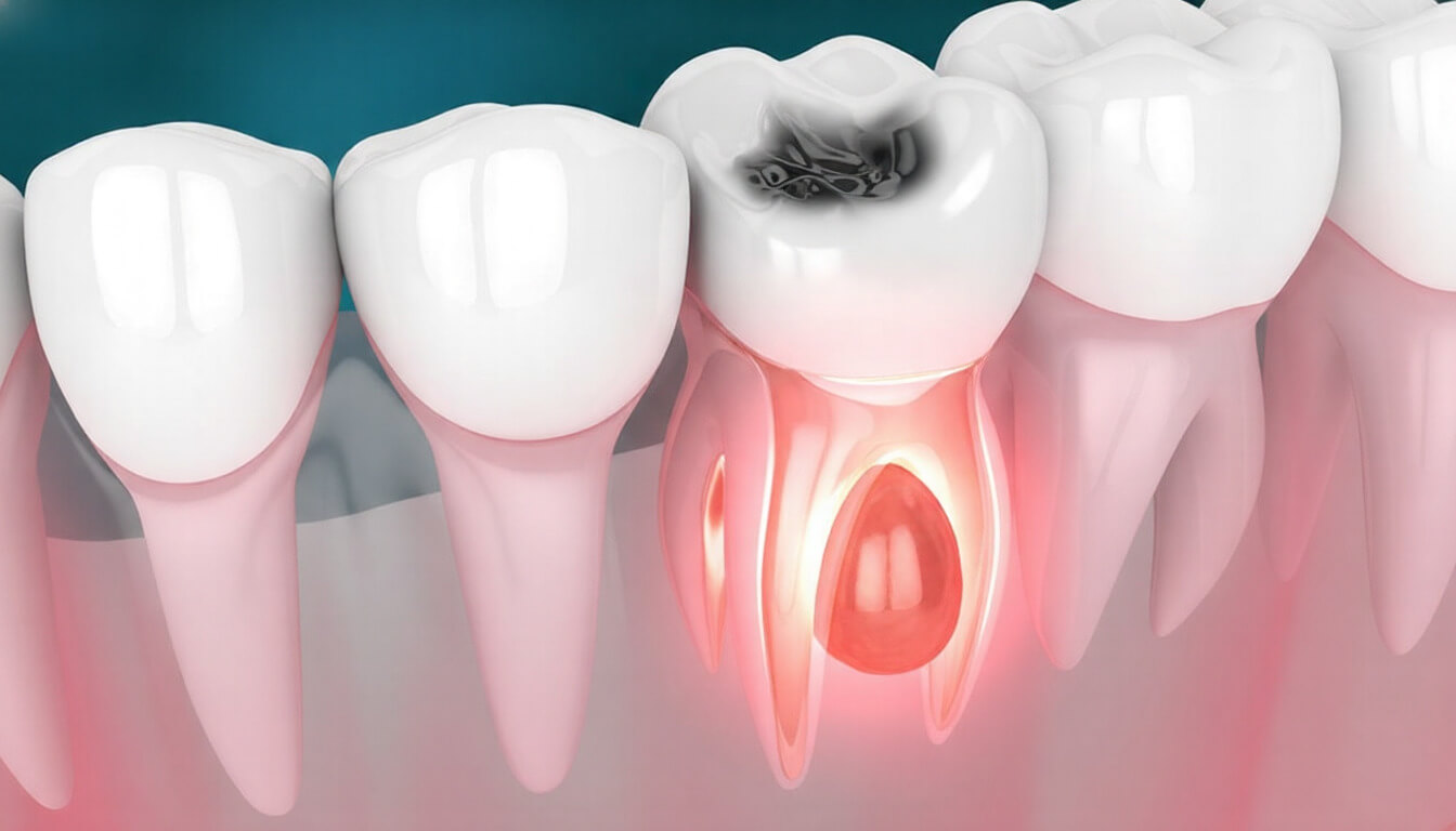 Киста растет и разрушает корни больного зуба